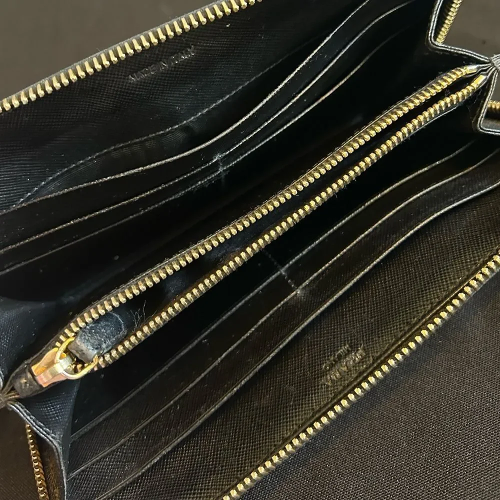 Prada Black Zip Long Wallet Great Condition
